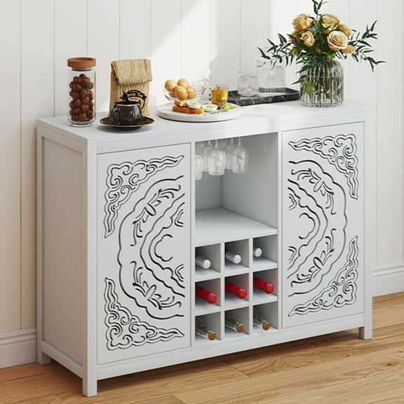Liquor Cabinet with Wine Rack, Buffet Storage, Glass Holder, MDF,Easy Assembly, TV Stand, Entryway Cabinet
