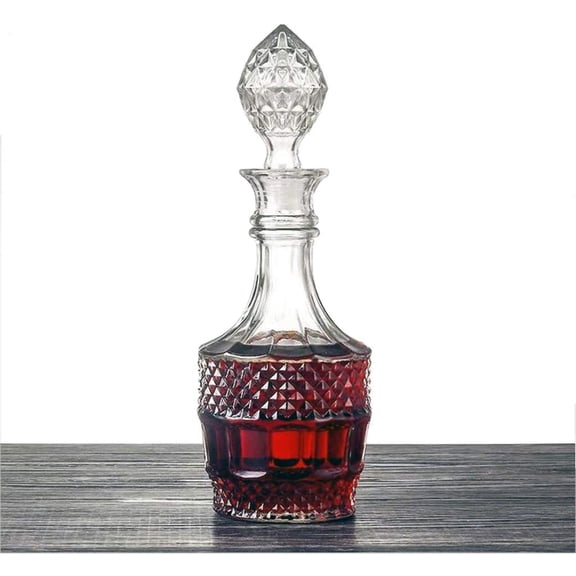 Liquor Decanter, Glass Decanter Bottle with Airtight Stopper, Wiskey Vodka Bourbon Decanter for Gift, Home, Bar, Party Decor, 27oz/800ml Clear