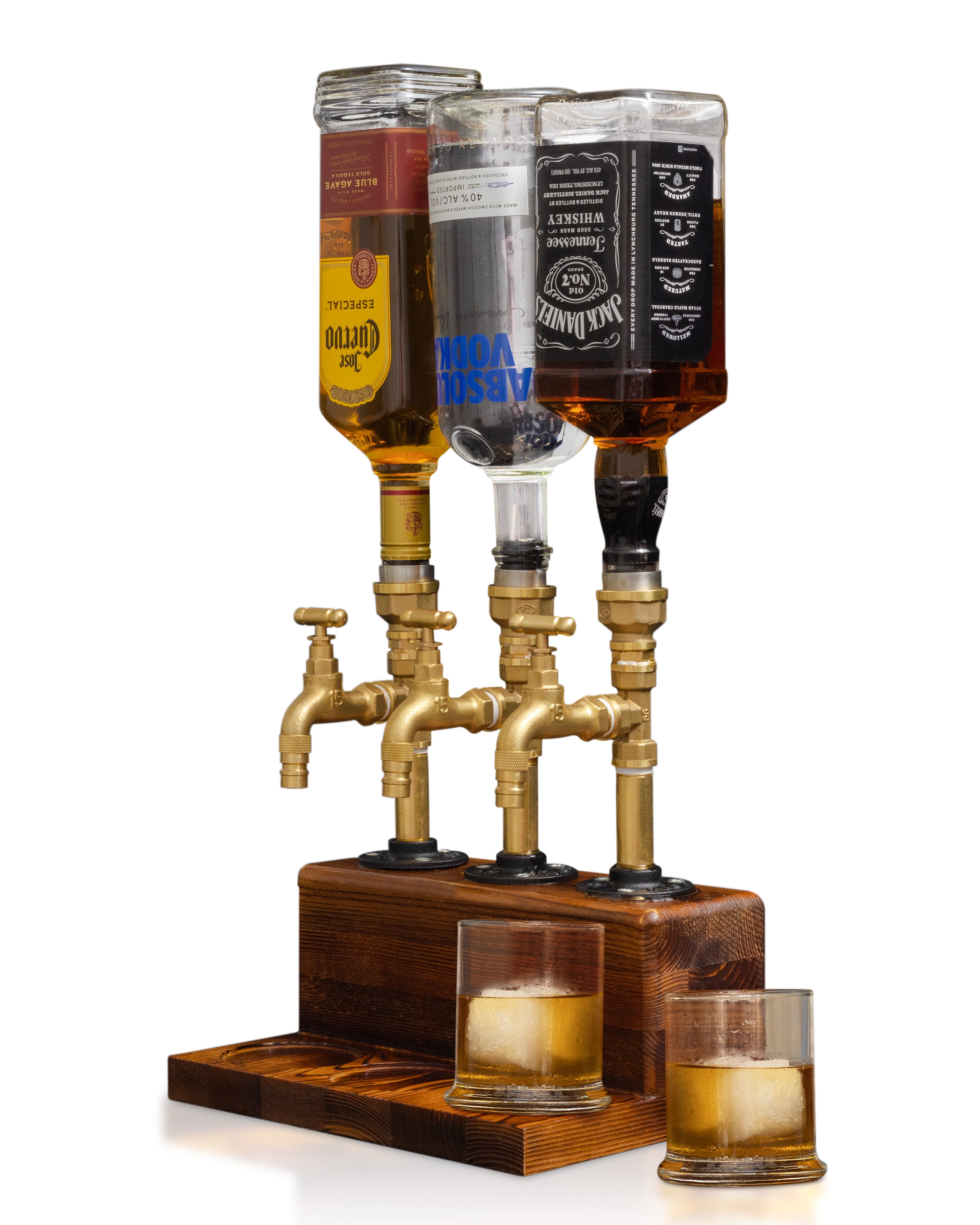 Solid Wood & Real Brass Liquor Dispenser Leakproof Whiskey Dispenser