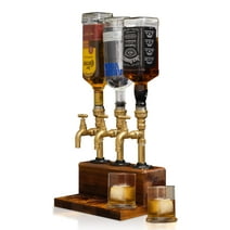 Liquor Dispenser-Solid Wood Real Brass, Leakproof Whiskey Dispenser - Fathers Day Alcohol Gifts for Men