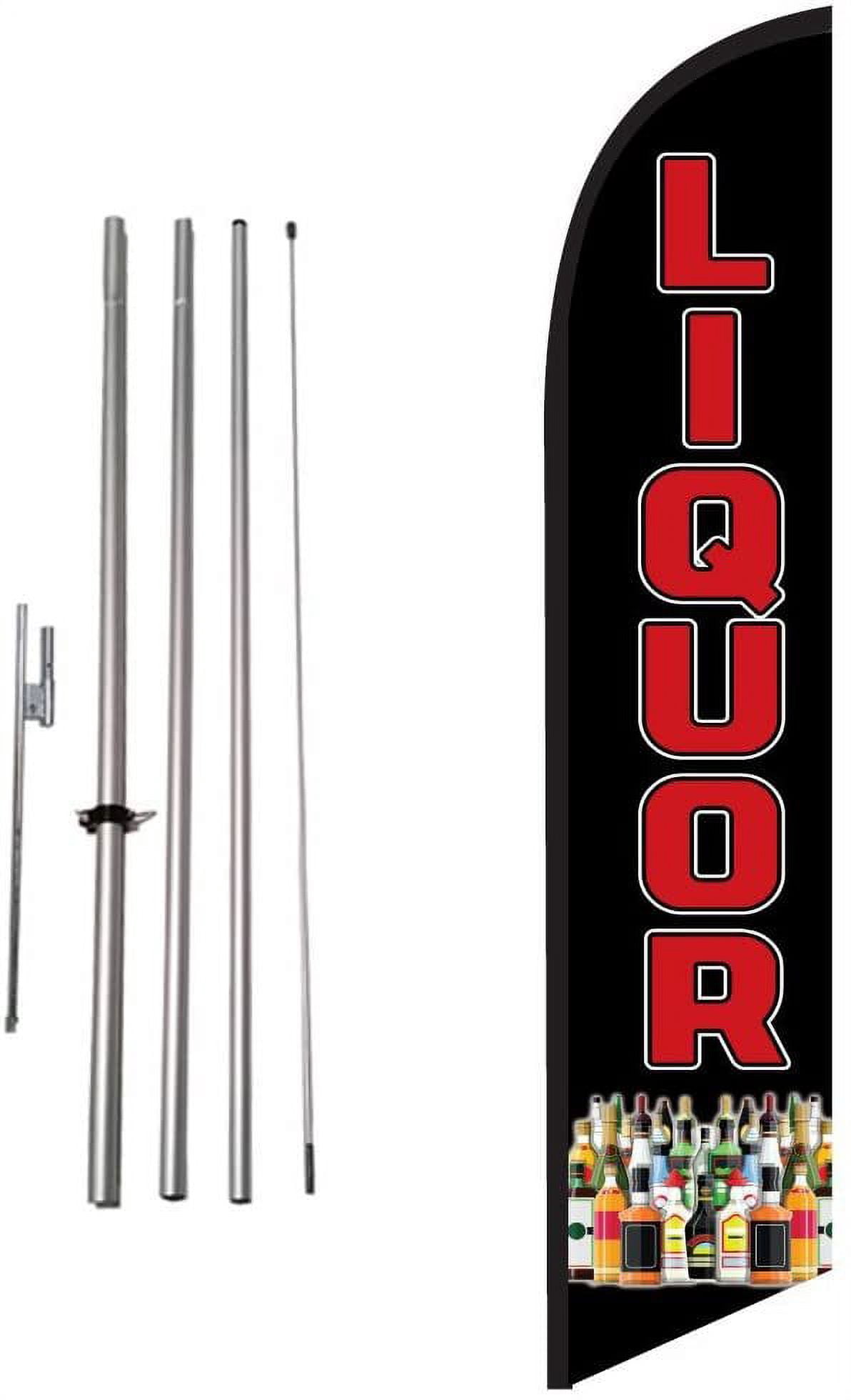 Liquor Mart Feather Flag Kit with Ground Spike, Outdoor Advertising Swooper Flag Sign by Feather Flag Nation