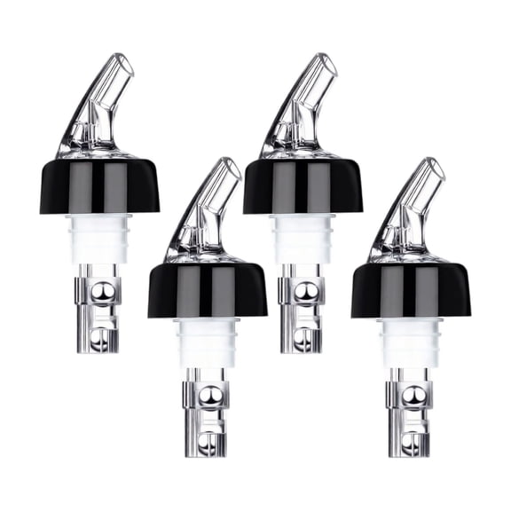 Liquor Pour Spout 4 Pack Non Drip Stainless Steel Valve Speed Pourers for Home Bar Bartender Party Use