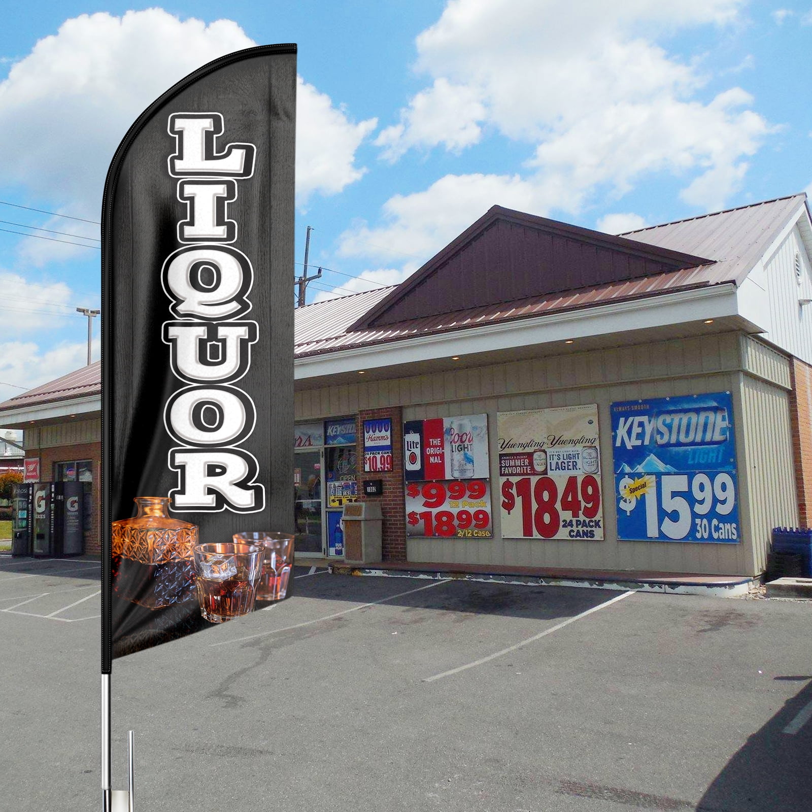 Liquor Sign Feather Flag,8FT Liquor outdoor advertising flag, Liquor Business Sign,Liquor Swooper Flag（FLAG ONLY）