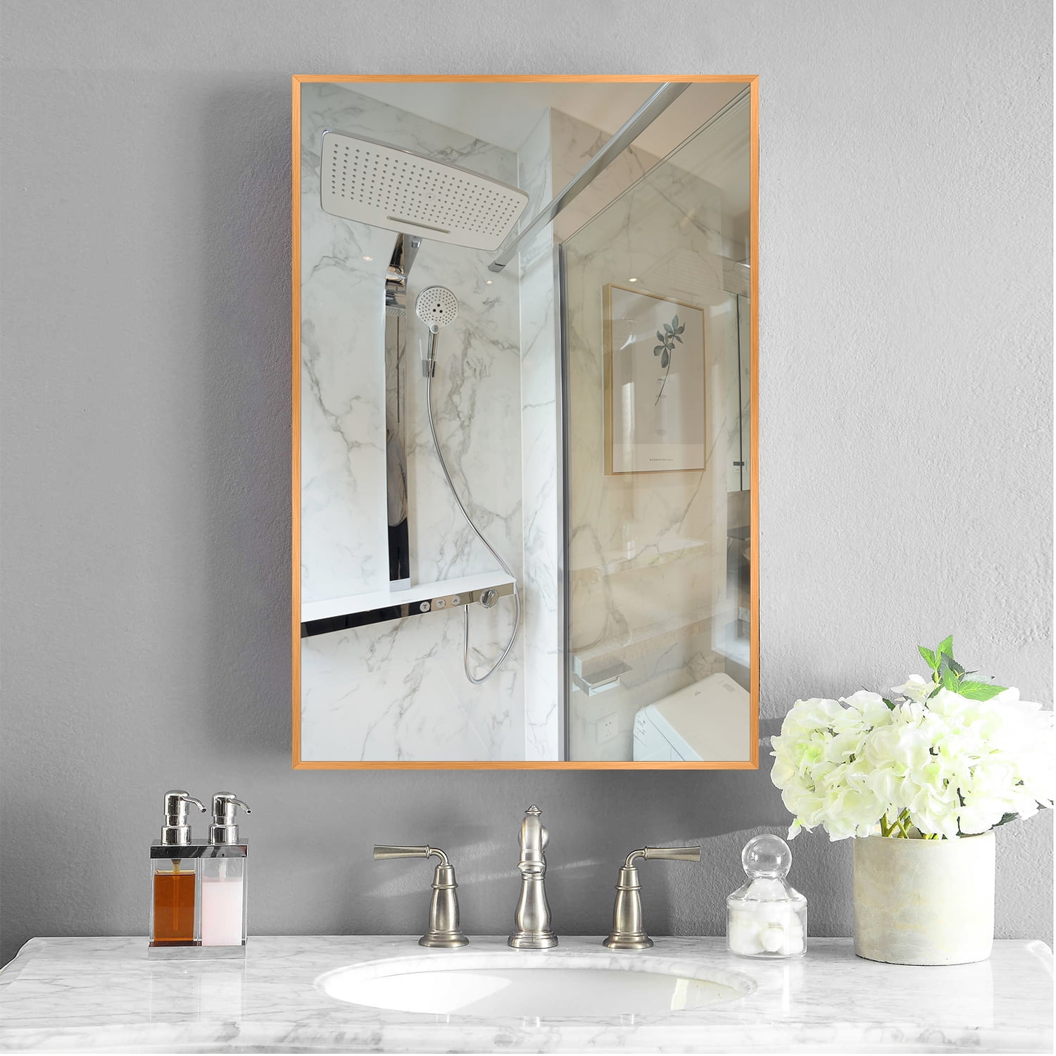 Lirago 38" x 26" Rectangular WallMounted Mirror Bathroom Vanity Mirror