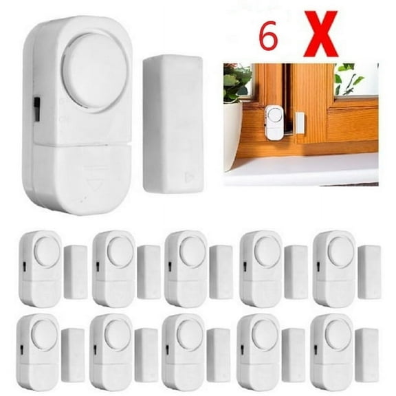 Liraijei Window Door Entry Battery Operated 90dB Alarm System with Adhesive Backing, 6 Count 6 Pack