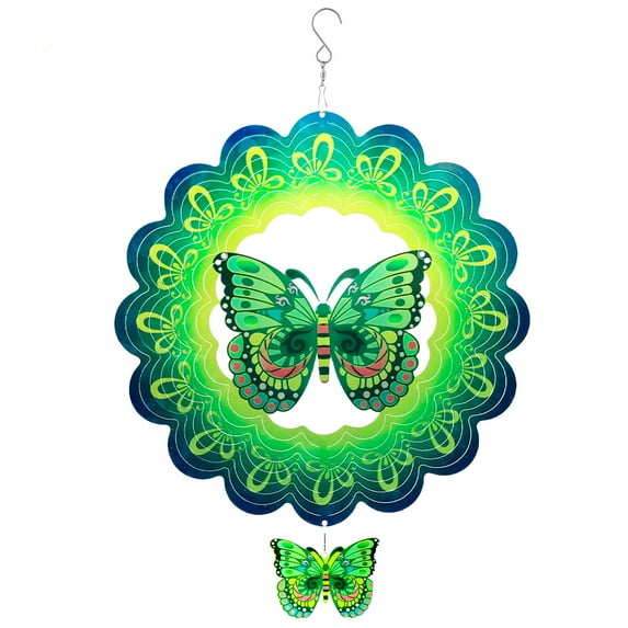 Liranovly 3D Metal Butterfly Wind Spinner-Hanging 12in Spinfinity Designs Wind Spinners for Outdoor & Indoor Decorations