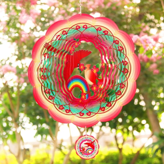 Liranovly 3D Metal Cardinal Wind Spinner-Hanging 12in Spinfinity Designs Wind Spinners for Outdoor & Indoor Decorations