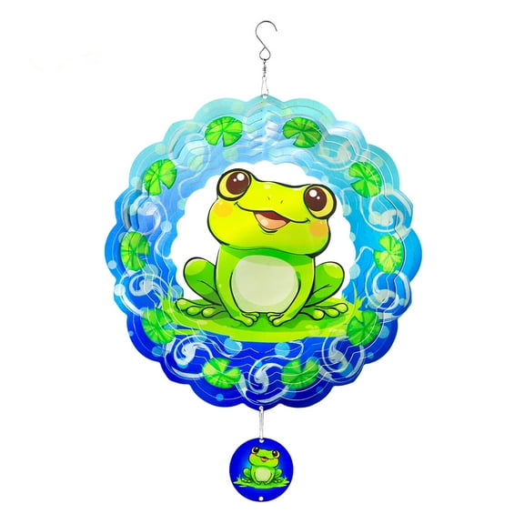 Liranovly 3D Metal Frog Wind Spinner-Hanging 12in Spinfinity Designs Wind Spinners for Outdoor & Indoor Decorations