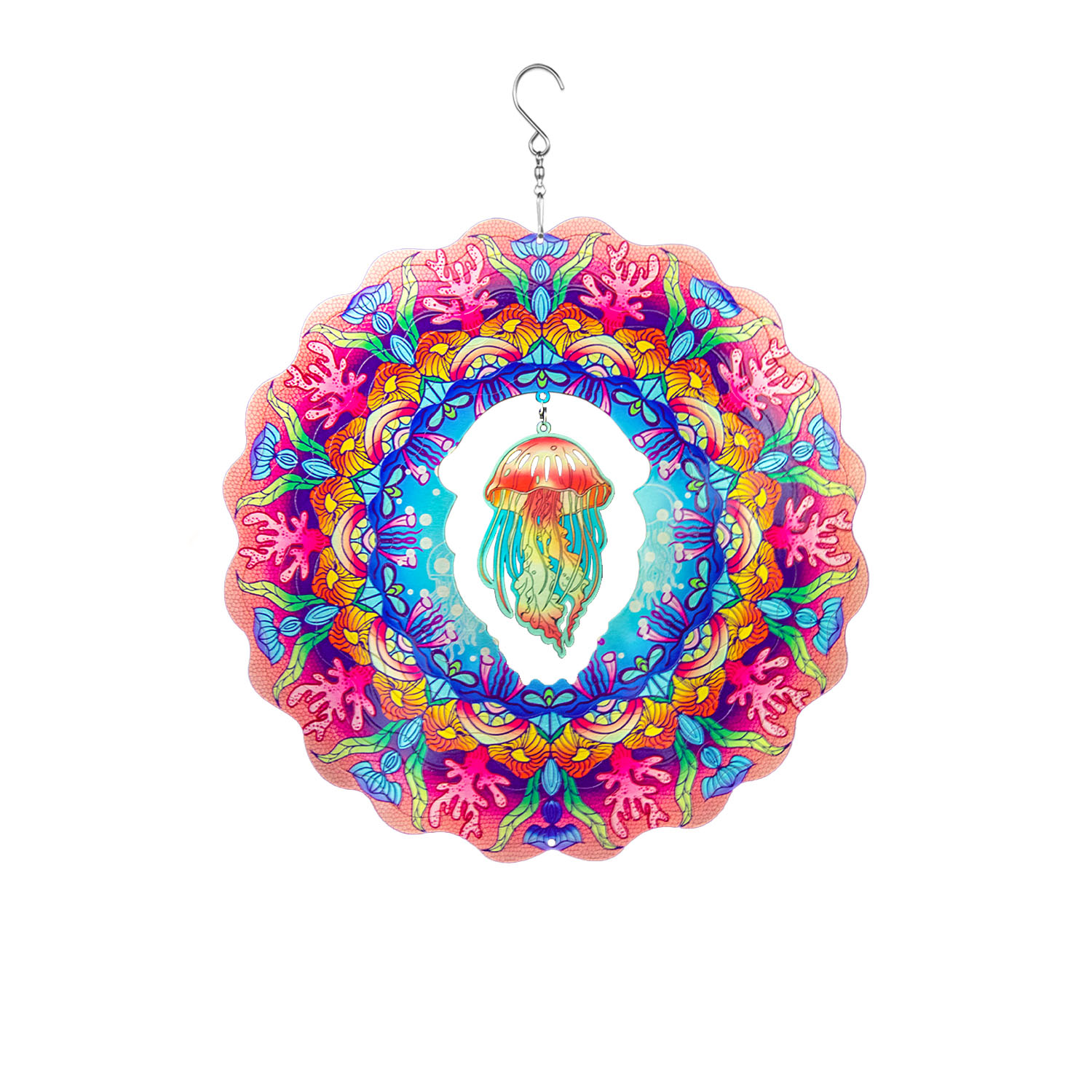 Liranovly 3D Metal Jellyfish Wind SpinnerHanging 12in Spinfinity