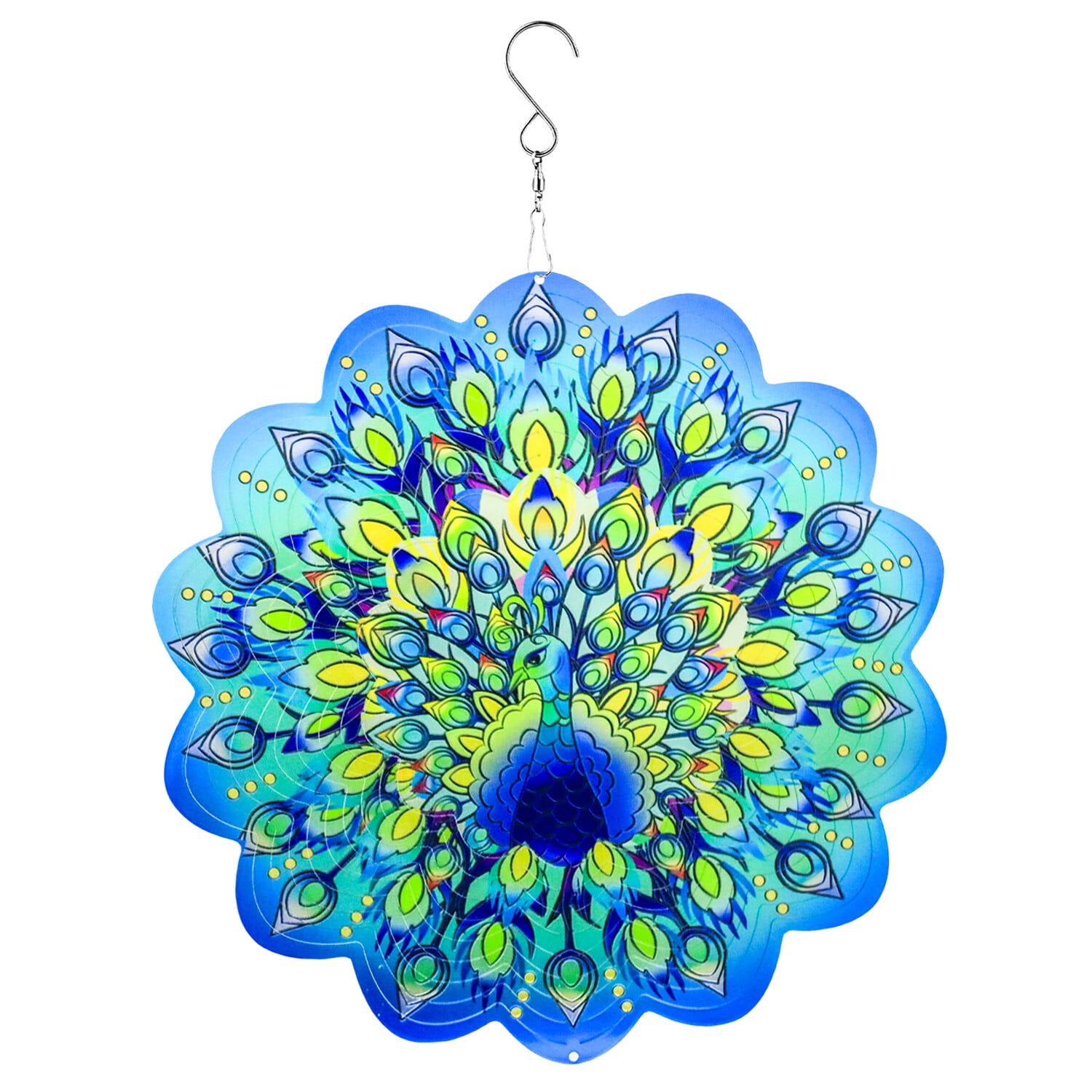 Liranovly 3D Metal Peacock Wind Spinner-Hanging 12in Spinfinity Designs ...