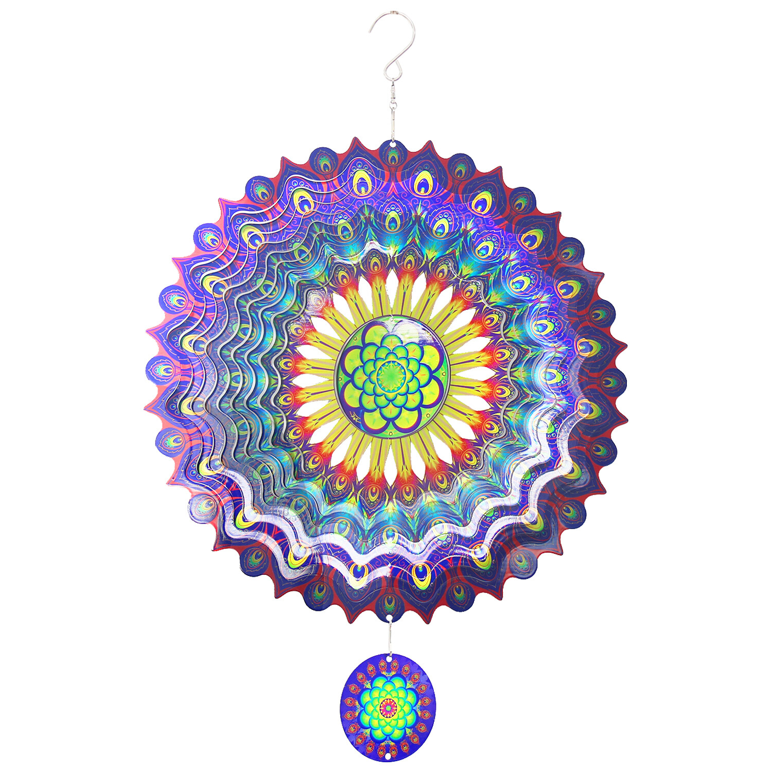 Liranovly 3D Metal Peacock Wind SpinnerHanging 12in Spinfinity Designs