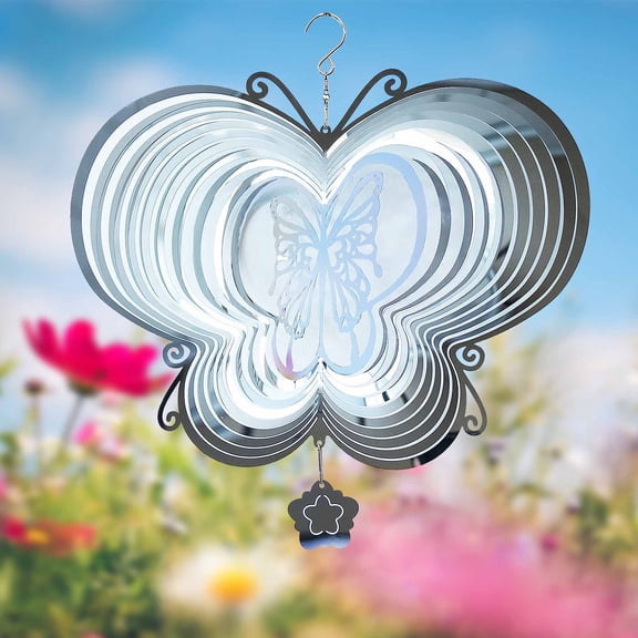 Liranovly Butterfly Wind Spinner-3D Metal Hanging 12 Inch Spinfinity Wind Spinners, Gifts for Women/Men, for Outdoor & Indoor Decorations