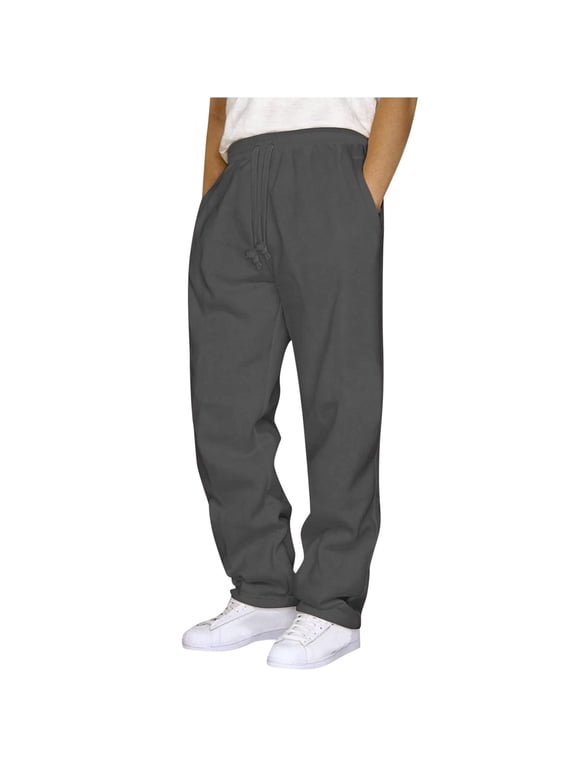 Mens Sweatpants with Pockets Straight Leg Drawstring Waist Joggers Athletic Running Workout Sweat Pants