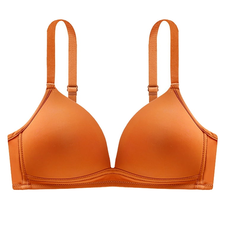 Lirclo Full Size Women No Bra Cup Breathable Comfort Plus Steel Ring  Underwear Front Brazier for Women Orange S