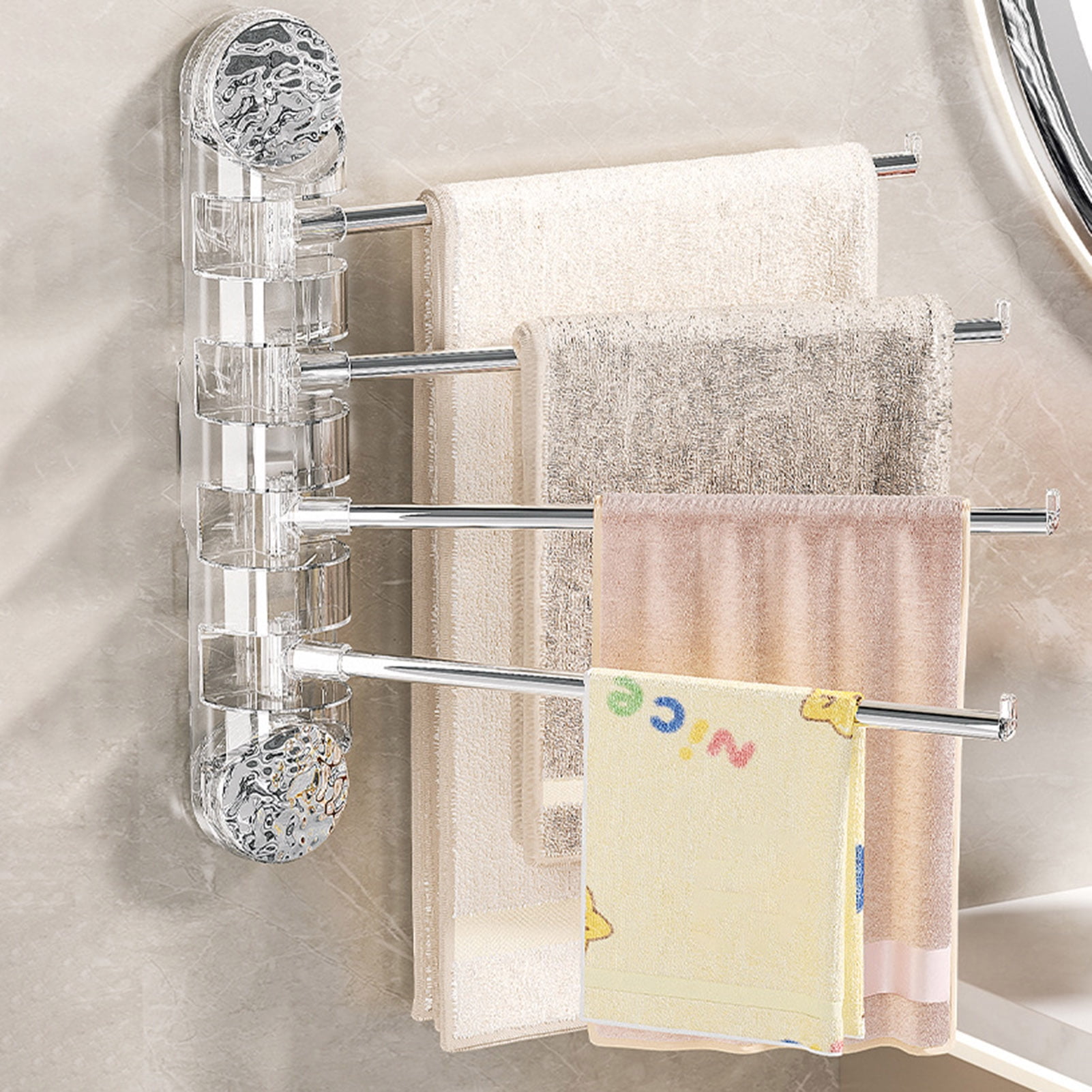 Lirehad Towel Rack with Rotatable Swing Arm Suction Cup Design Simple ...