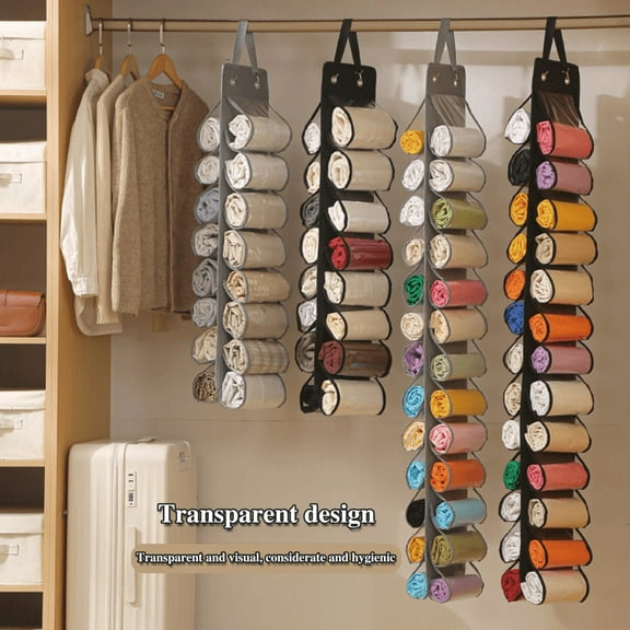 Lirehad Yoga Clothes Storage Hanging Bag 26 Grids Closet Garment Hanging Legging Organizer Clothes Storage Solution