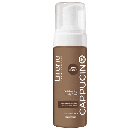 Lirene 1 Hour Express Self Tanning Bronzing Mousse with Natural DHA - Cappuchino Pale Skin Streak-Free Fake Tan Foam - 150ml