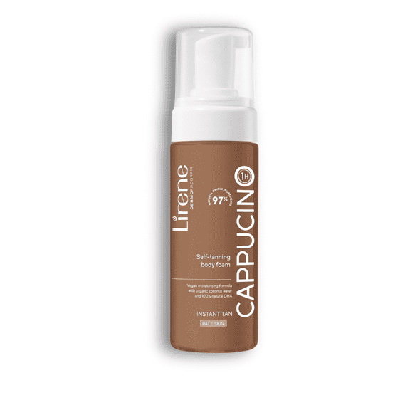 Lirene 1 Hour Express Self Tanning Bronzing Mousse with Natural DHA - Cappuchino Pale Skin Streak-Free Fake Tan Foam - 150ml
