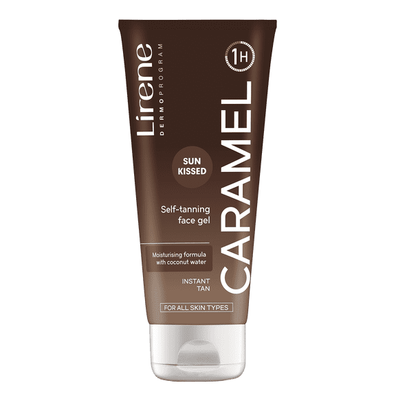 Lirene PERFECT TAN Caramel Self Tanning Face Gel Moisturizer with Coconut Water Gradual Golden Glow, 75 ml