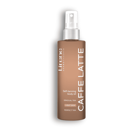 Lirene Perfect Tan Self-Tanning Body Oil Caffe Latte, 200ml Spray, Dry Touch Formula, Golden Tan Lasts up to 6 Days, Vegan