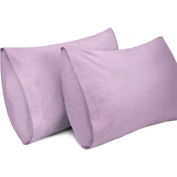 Lirex King Pillow Cases Set of 2 100% Cotton Light Purple 20×40 Inches