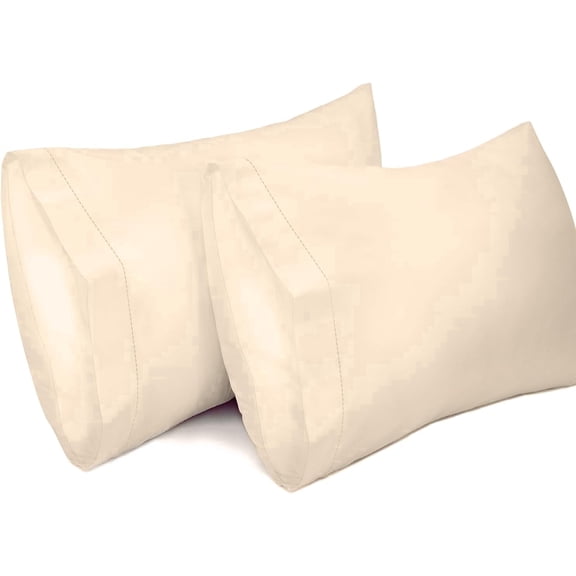 Lirex King Cotton Pillowcases Set of 2 20x36 Inches Cream White