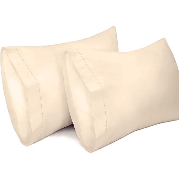 Lirex Cotton Pillowcases, King Size 20 x 36 Inches, Set of 2, Cream White