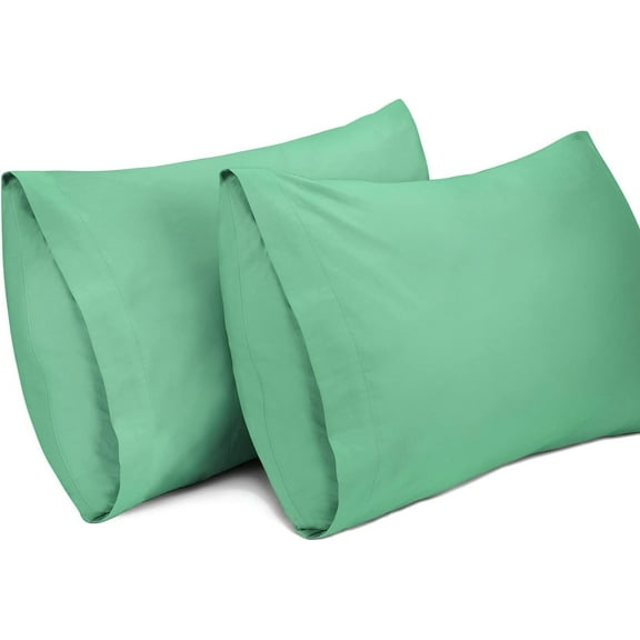 Lirex King Pillow Cases Set of 2, 100% Cotton Pillowcases, 20×36 inches, Light Green