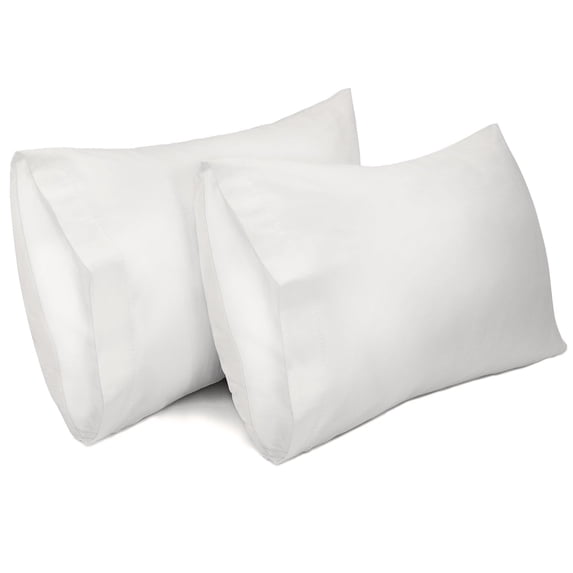 Lirex Cotton Pillowcases, King Size 20 x 36 Inches, Set of 2, White