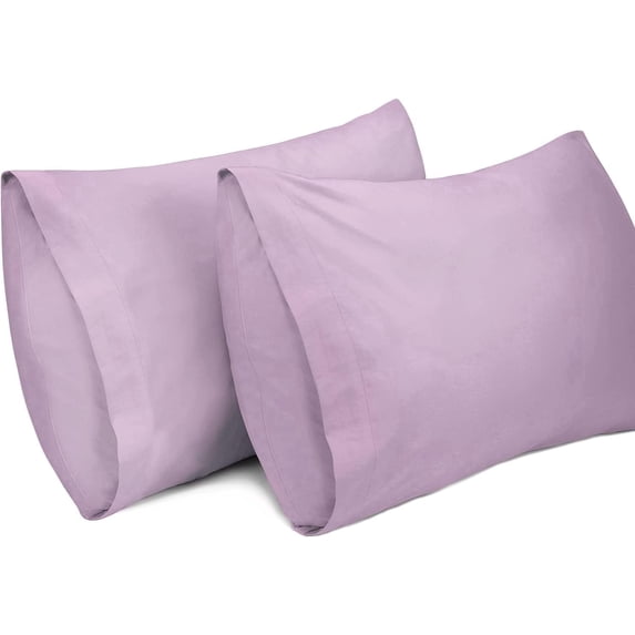 Lirex Queen Cases Set of 2, 100% Cotton Pillowcases, 20×30 inches, Light Purple