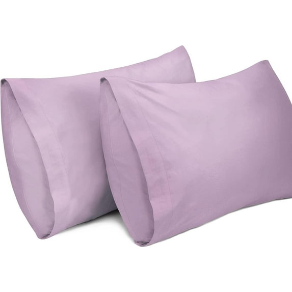 Lirex Queen Cases Set of 2, 100% Cotton Pillowcases, 20×30 inches, Light Purple