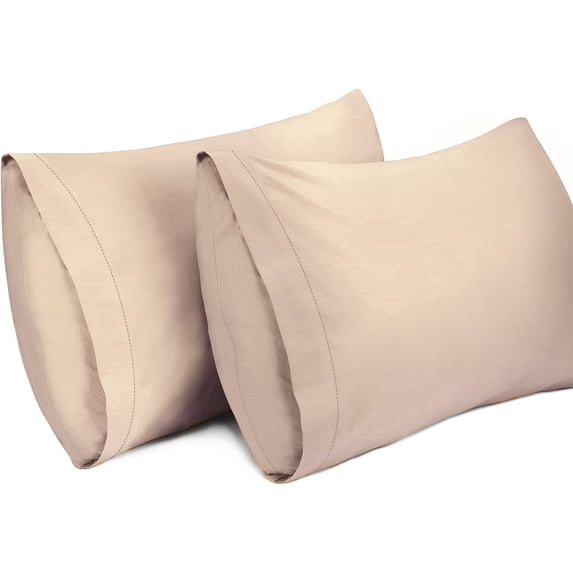 Lirex Queen Cotton Pillowcases Set of 2 20×30 Inches Light Coffee