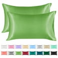 thumbnail image 1 of Lirex King Size Pillowcases Set of 2 Satin Silk Finish Envelope Closure Light Green, 1 of 6
