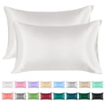 thumbnail image 1 of Lirex Satin Pillowcases Set of 2, King Size:20x40 inch, White- Soft Luxurious Bed Pillow Covers, 1 of 7
