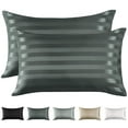 thumbnail image 1 of Lirex 2-Pack Microfiber Pillowcases, King Size, Satin Silk Finish, Envelope Closure, Dark Gray Stripe, 1 of 6