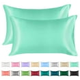 thumbnail image 1 of Lirex Satin Pillowcases 20x26 Inch Set of 2 Zipperless Envelope Closure Lake Blue, 1 of 6