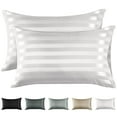 thumbnail image 1 of Lirex 2-Pack Microfiber Pillowcases, Standard Size, Satin Silk Finish, Envelope Closure, White Stripe, 1 of 6