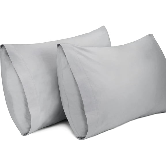 Lirex Cotton Pillowcases Set of 2 20x26 Inches Light Gray