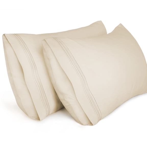 Lirex Pillow Cases Brushed Microfiber Queen Size 20x30, Set of 2, Beige