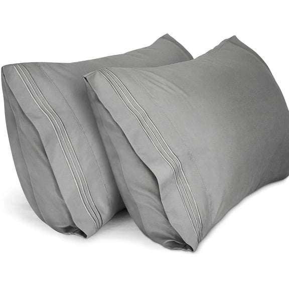 Lirex Queen Size Pillow Cases Set, 2-Pack 20 x 30 Inch Brushed Microfiber Pillow Covers, Grey