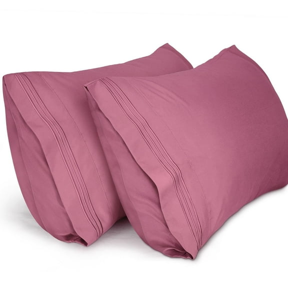Lirex Pillow Cases Brushed Microfiber Queen Size 20x30, Set of 2, Mauve Pink