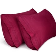 Lirex Standard Size Pillow Cases Set, 2-Pack 20 x 26 Inch Brushed Microfiber Pillow Covers, Burgundy