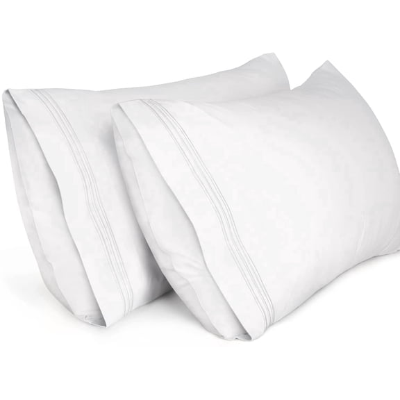 Lirex Pillow Cases Brushed Microfiber Standard Size 20x26, Set of 2, White