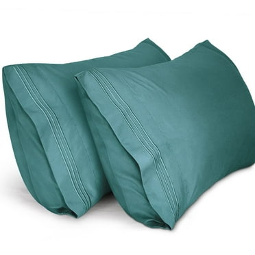 Lirex 2-Pack Standard Pillow Cases, 20" x 26", 1800 Thread Count Brushed Microfiber, Green
