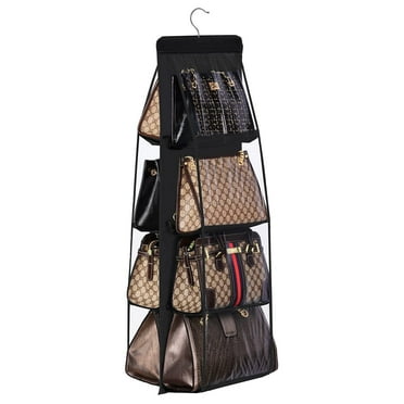 Lirex Handbag Hanging Organizer, 8 Pocket Foldable Oxford Cloth Closet Organizer, Black