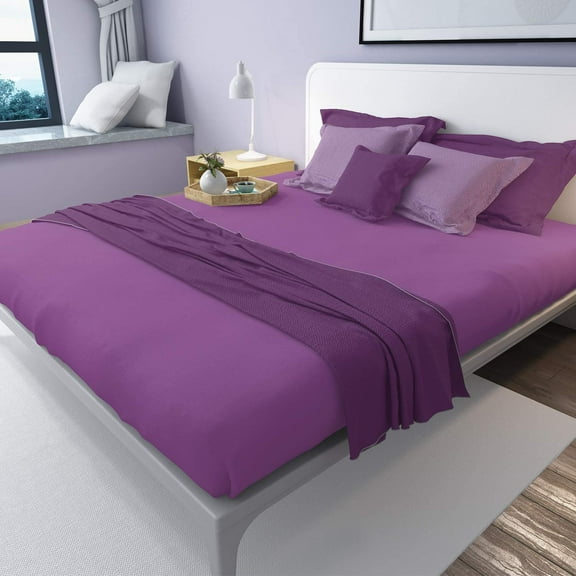 Lirex Flat Sheet, Twin Size Extra Soft Brushed Microfiber Machine Washable Wrinkle Free, Purple