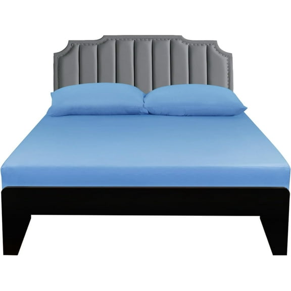 Lirex Queen Fitted Sheet 100% Cotton Breathable Soft 300 Thread Count Sky Blue