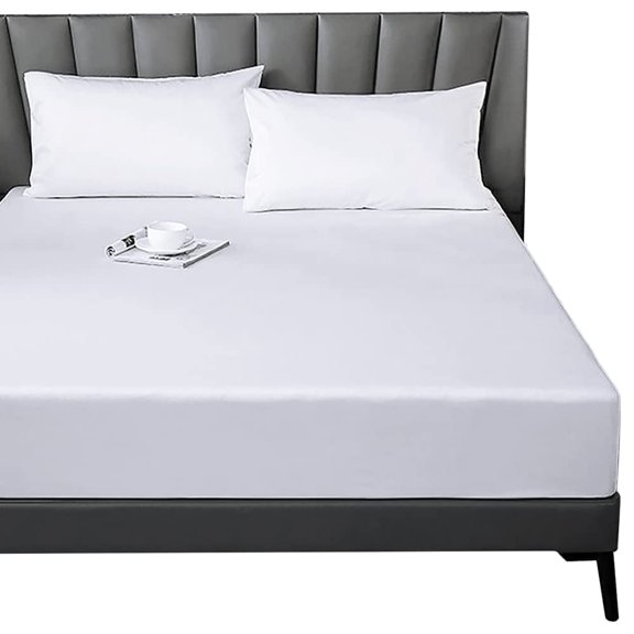 Lirex Full Size Fitted Sheet, 100% Cotton Deep Pocket Bed Sheet, Soft Breathable White