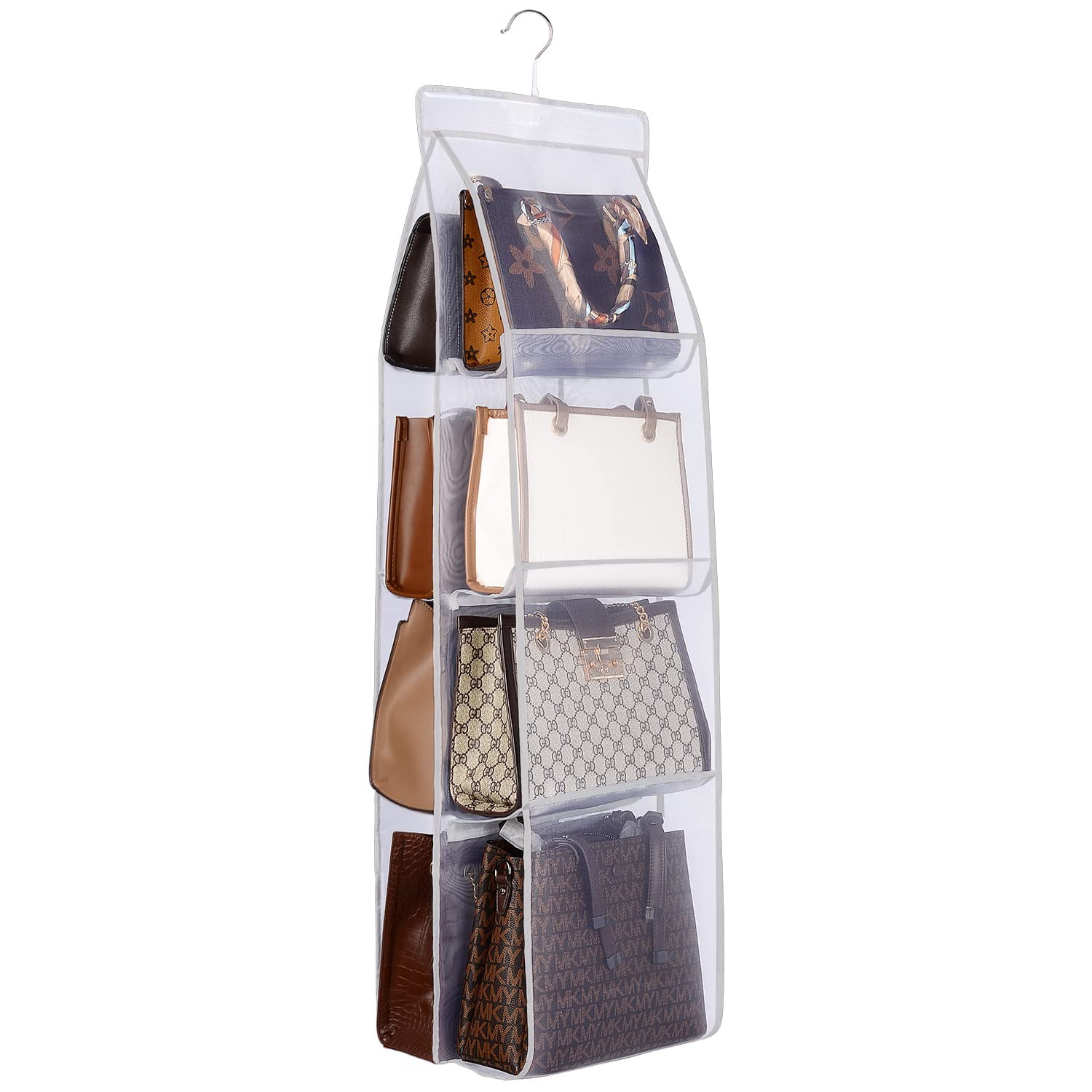 Lirex Handbag Hanging Organizer 8 Pocket Foldable Oxford Cloth Closet Organizer Light Grey Walmart Business Supplies