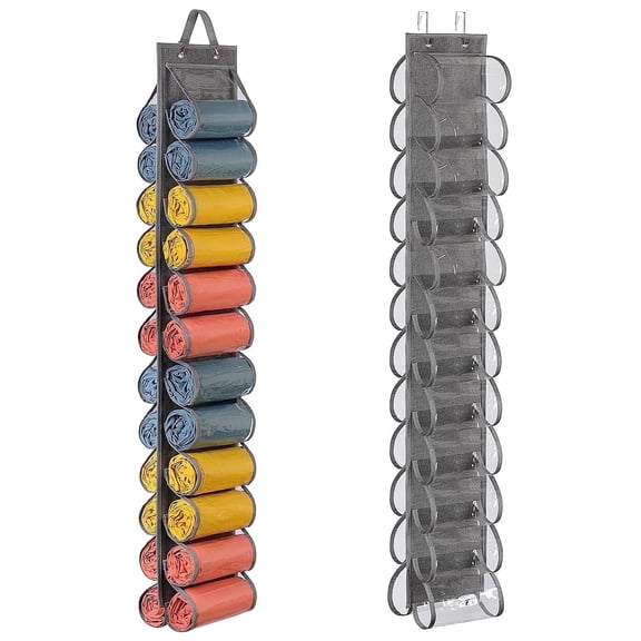 Lirex 24-Pocket Hanging Closet Organizer, Foldable Oxford Cloth Hanger for Leggings, Grey